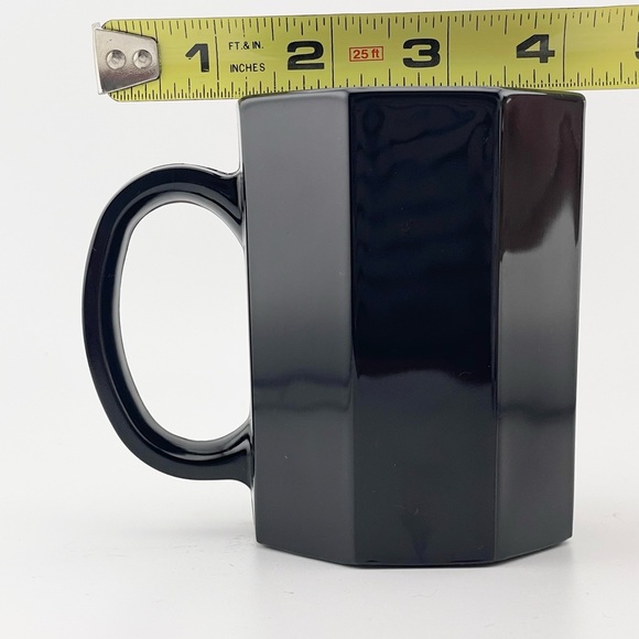 Vintage, Black Glass Octagon Mugs, Set of 4, Made in France by Arcoroc - Picture 7 of 8